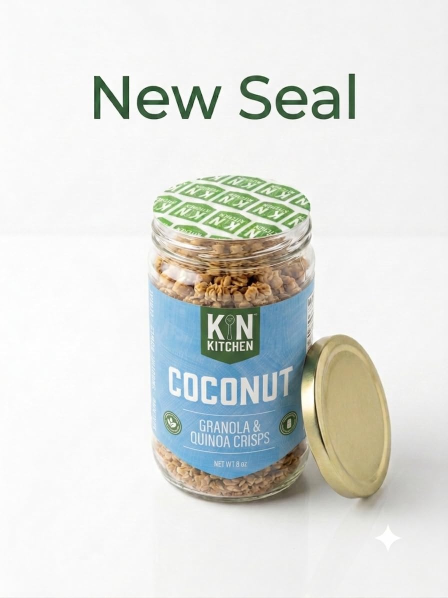 Kin Kitchen non-GMO Granola & Organic Quinoa Crisps, in a Glass Jar Recyclable and Resusable. Made with Real Fruit. No Aritificial Colors, Flavors, or