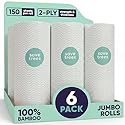 Save Trees Bamboo Paper Towels 6pk - 750 Sheets Paper Towels Rolls Ultra Absorbent & Durable Eco-Friendly - FSC-Certified, totally Plastic-Free