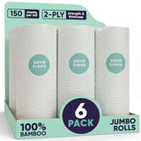 Save Trees Bamboo Paper Towels 6pk - 750 Sheets Paper Towels Rolls Ultra Absorbent & Durable Eco-Friendly - FSC-Certified, totally Plastic-Free