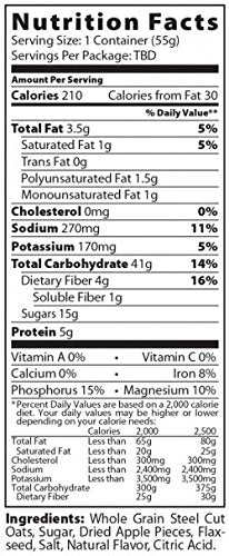 Better Oats Oat Revolution Steel Cut Instant Oatmeal with Flax Cups, Apples & Cinnamon - 3.9 Ounce (Pack of 2)