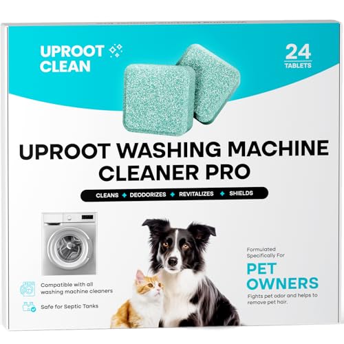 Uproot Clean Washing Machine Cleaner Tablets - 24 Pack for a 12 Month Supply. Formulated for Pet Owners. Compatible with HE, Top & Front Load. Easily