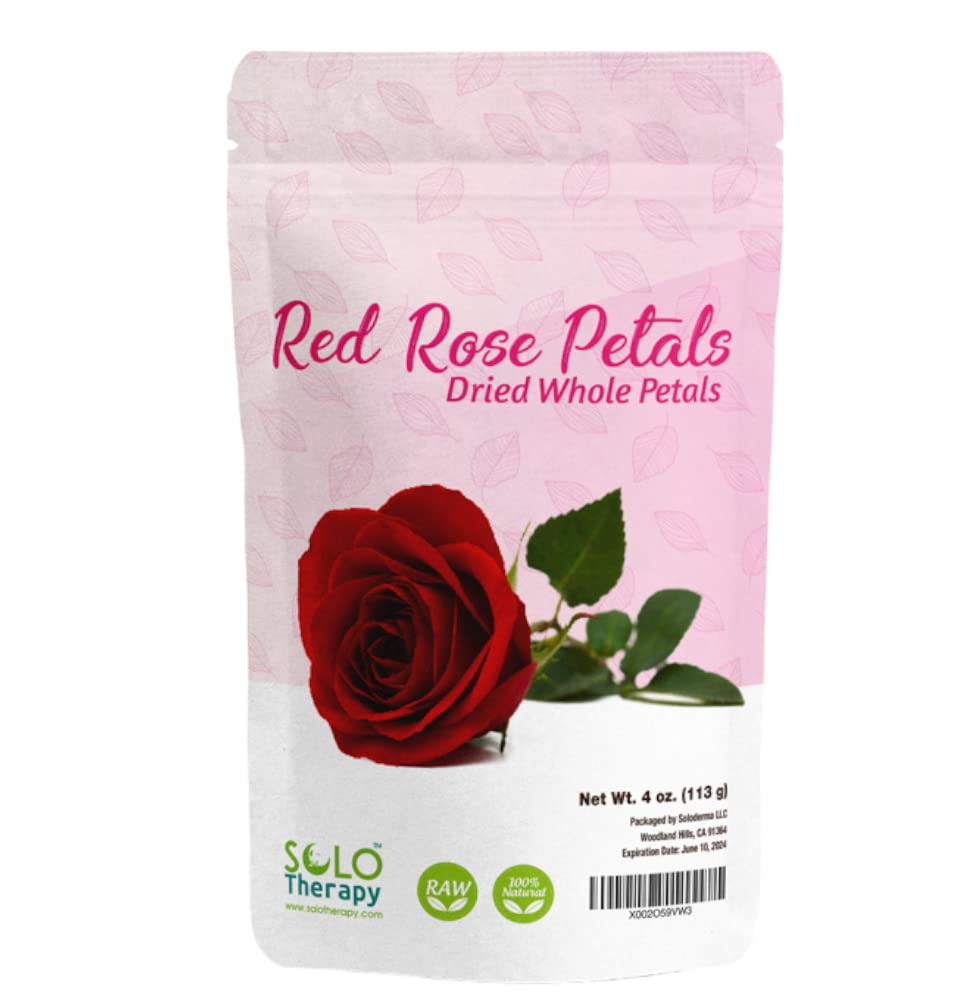 Red Rose Petals 4 oz. , Dried Rose Petals , Rose Tea, Pétalos de Rosas Rojas, Cosmetics , Food Grade, Food Decorating , Product From Egypt, Packaged