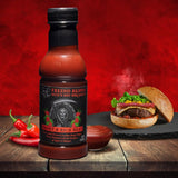 Tony Piggs Hot BBQ Sauce Fresno Reaper Flavor (19oz)- Great Condiment Topping for Wings, Ribs & Burgers at Parties - Barbecue Sauce w Hot Sauce Heat