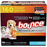 tmp Bounce Fresh Scent Pet Hair and Lint Guard Mega Dryer Sheets 2 Pack of 80 each (160 Count Total) 003-07-0359
