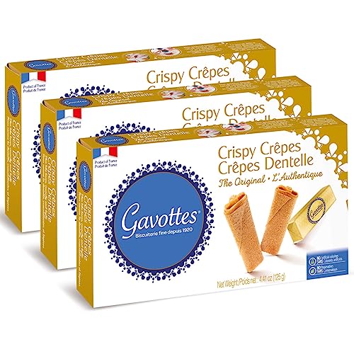 Gavottes Gourmet French Lace Crispy Crepes 3 pack - Individually Wrapped | Ready-to-eat crispy Crepes | Crispy Crepes From France | The Original