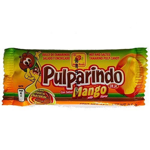 Authentic Sabores - Imported Mexican Pulparindo Hot and Salted Tamarind Pulp Candy With Mango Flavor 20ct. With 1ct. Pulparind Dots Tamarind Pulp
