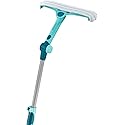 Leifheit 3 in 1 Telescopic Window Cleaner, Window Squeegee with Telescopic Handle 110-200 cm, Extendable Squeegee with Integrated Microfibre Cover