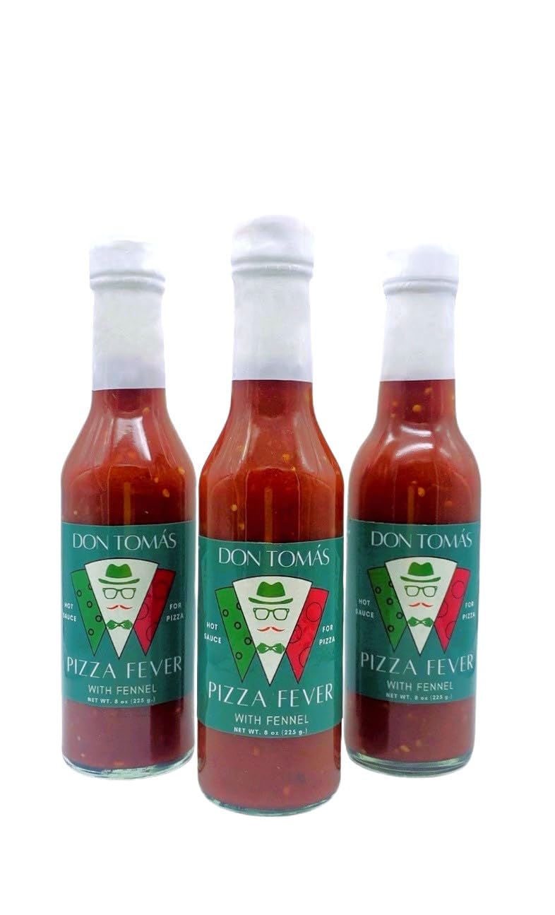 Pizza Fever - Gourmet Hot Sauce for Pizza, Pasta and More | Made with Fermented Chiles and Fennel (8 Ounce bottle) Pack of 3