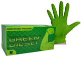 Golden Protective Services Outlet The Green Diesel, Powder Free Green Nitrile Gloves, Ambidextrous, 8 Mil, Diamond Textured, Sizes M-XXL, Sold by Box