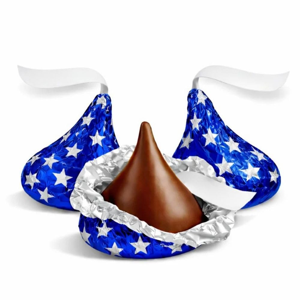 Milk Chocolate Candy Pieces Blue Star Foil Wrapped Bulk Bag - 5 lb (Approx. 500 pieces)