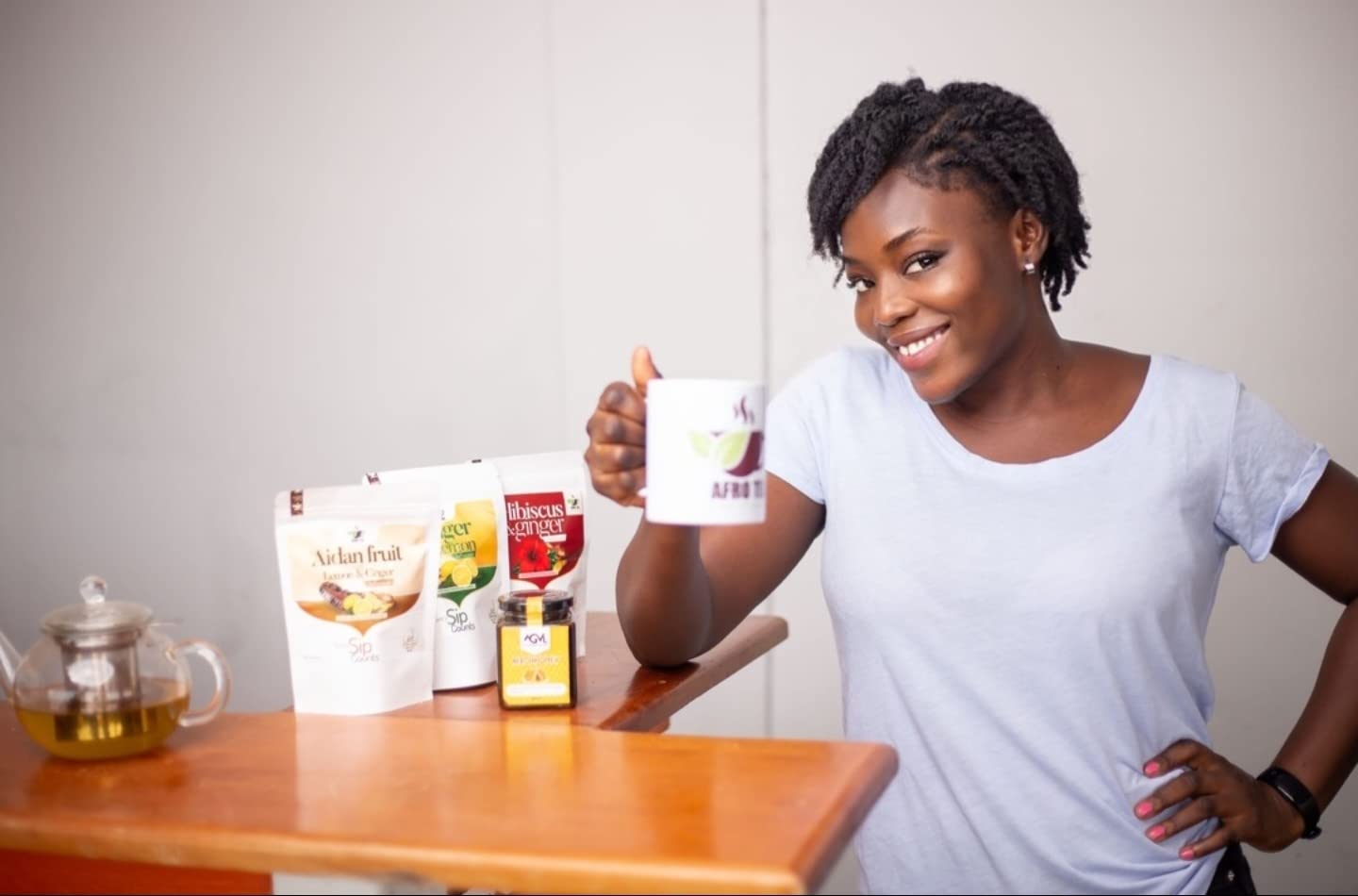 AfroTea Prekese Aidan Fruit Tea With Lemon & Ginger Infusion 20 Corn Fiber Bags Originally From Ghana