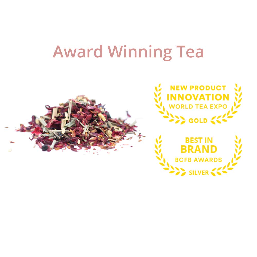 JusTea LITTLE BERRY HIBISCUS | Loose Leaf Herbal Tea | Tin with Hand Carved Tea Spoon | 40+ Cups (3.2oz) | Caffeine Free | Award-Winning | Fair Trade