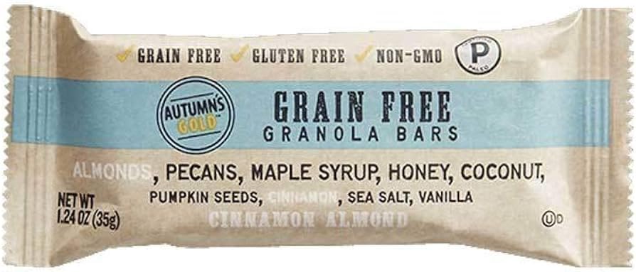 QT Limited Autumns's Gold Grain Free Cinnamon Almond Granola Bars, 1.24 oz Bars, 16 Count