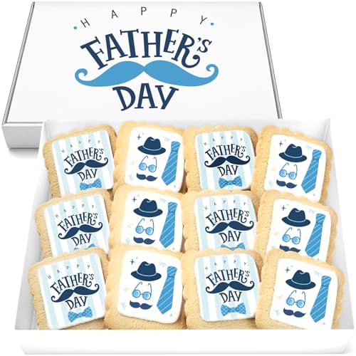 Fathers Day Cookies 12 Pack Party Favors Decorated | INDIVIDUALLY WRAPPED Sugar Cookies | Gift Basket Peanut & Nut Free Bulk