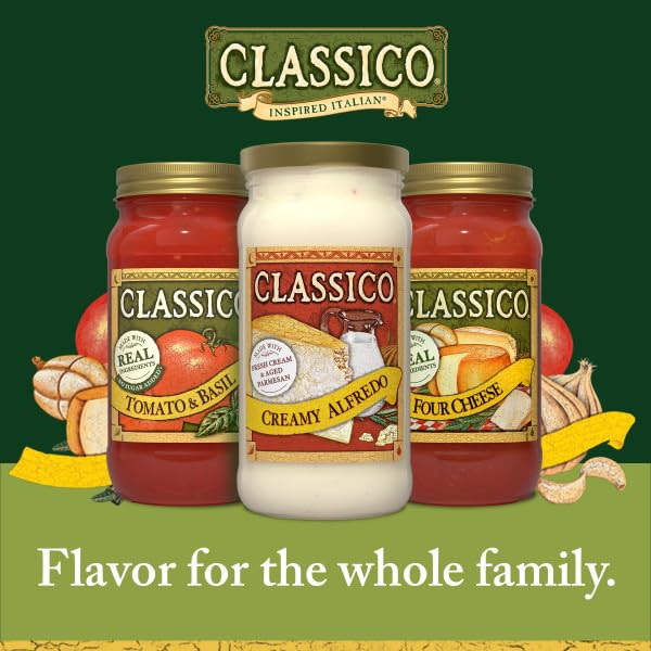 Classico Creamy Alfredo Pasta Sauce, Rich Parmesan White Sauce, Smooth Italian Pasta Sauce for Chicken & Shrimp Dishes, 15 oz (Pack of 12)