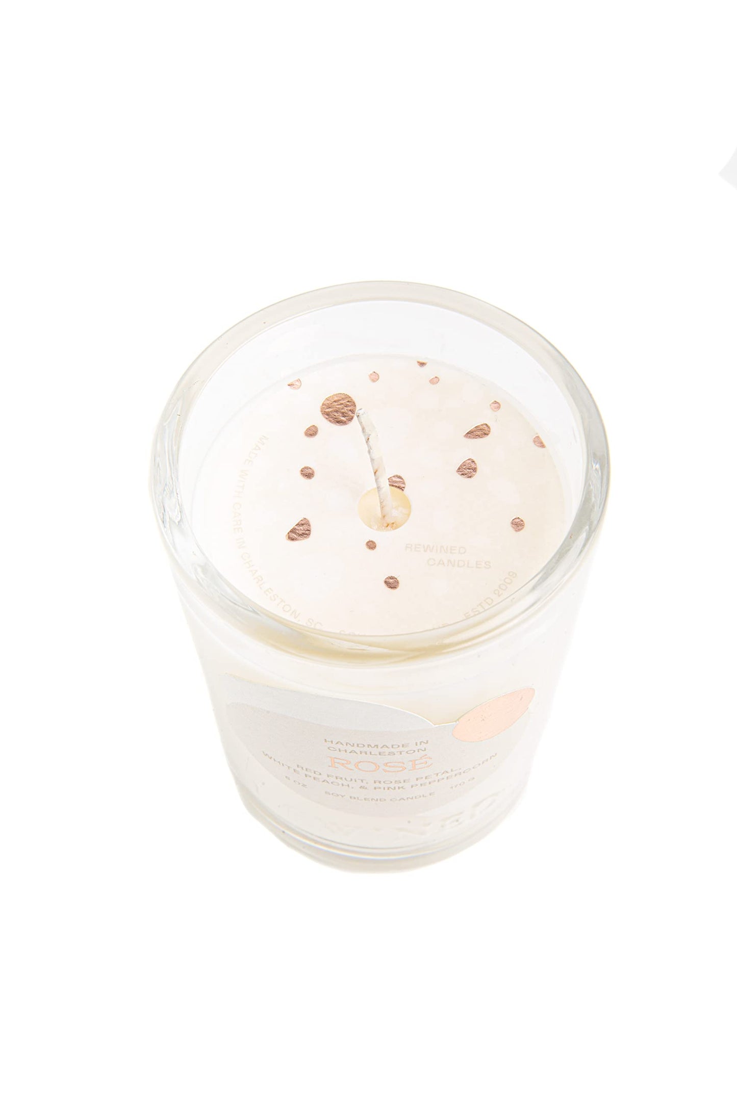 Rewined Candles Rose Soy Blend Candle, 6 Ounce, Red Fruit Rose Petal White Peach, and Pink Peppercorn