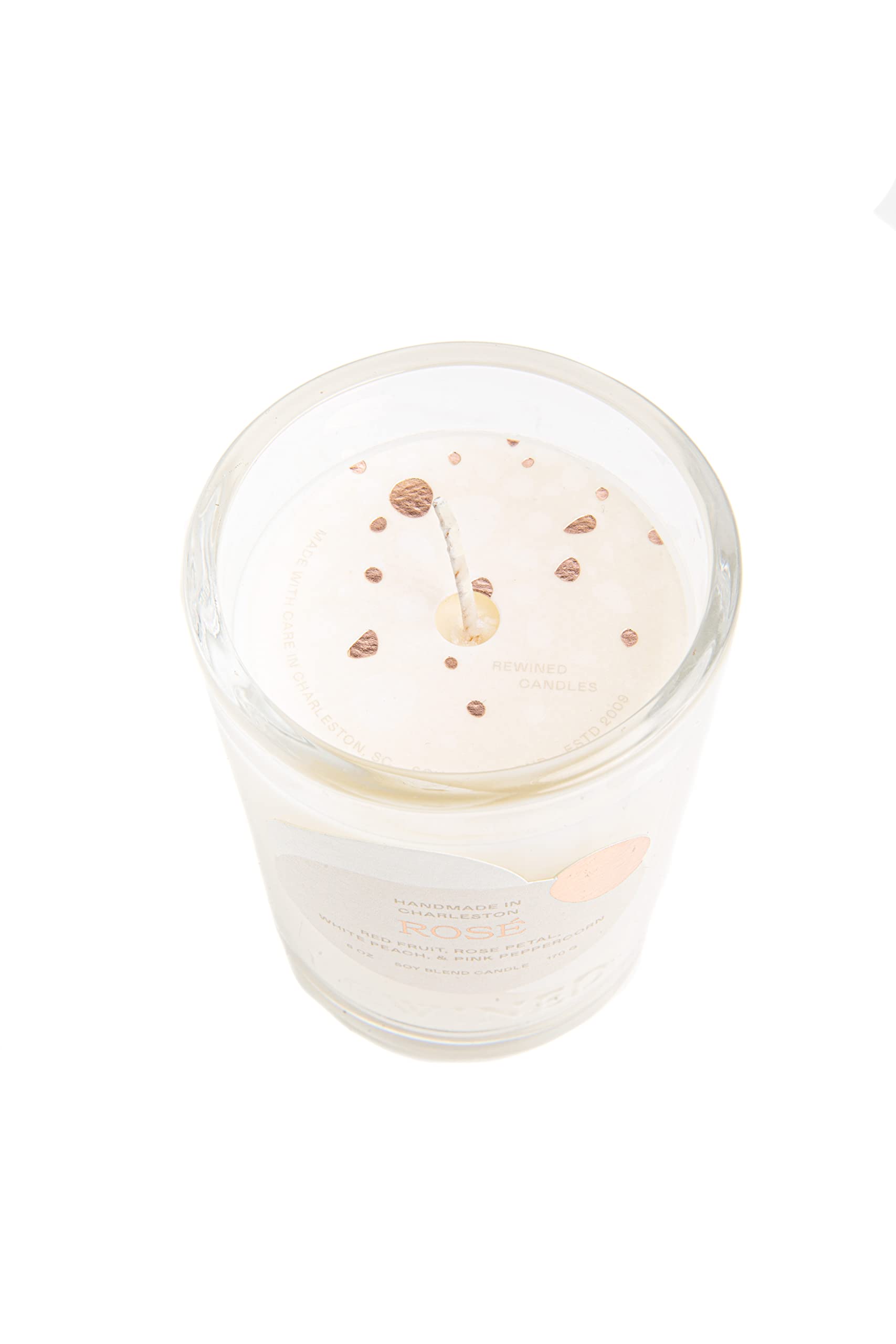 Rewined Candles Rose Soy Blend Candle, 6 Ounce, Red Fruit Rose Petal White Peach, and Pink Peppercorn