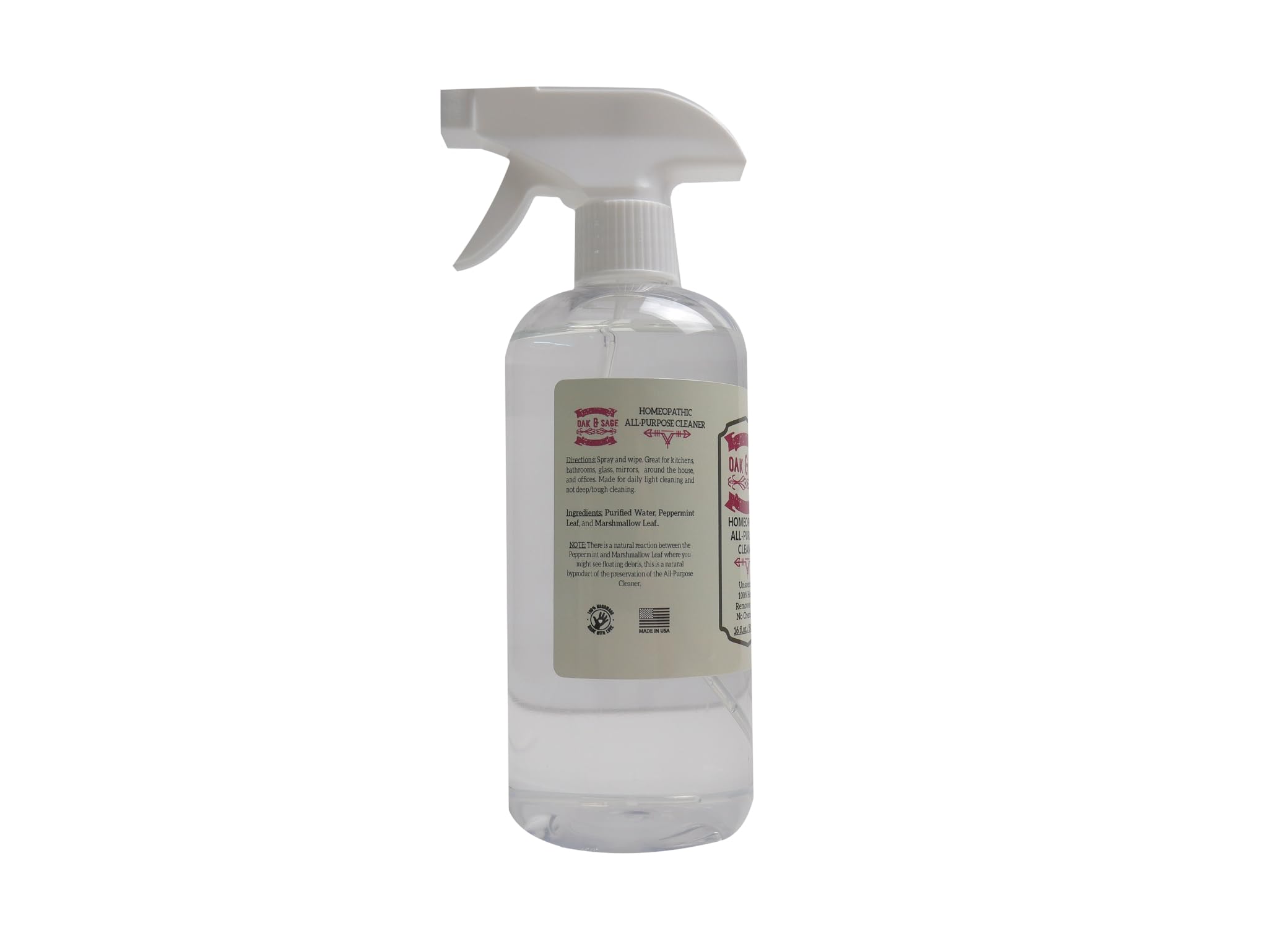 Oak & Sage Homeopathic All-Purpose Cleaner - Unscented - 16oz, 100% Herbs, No Alcohol, No Chemicals