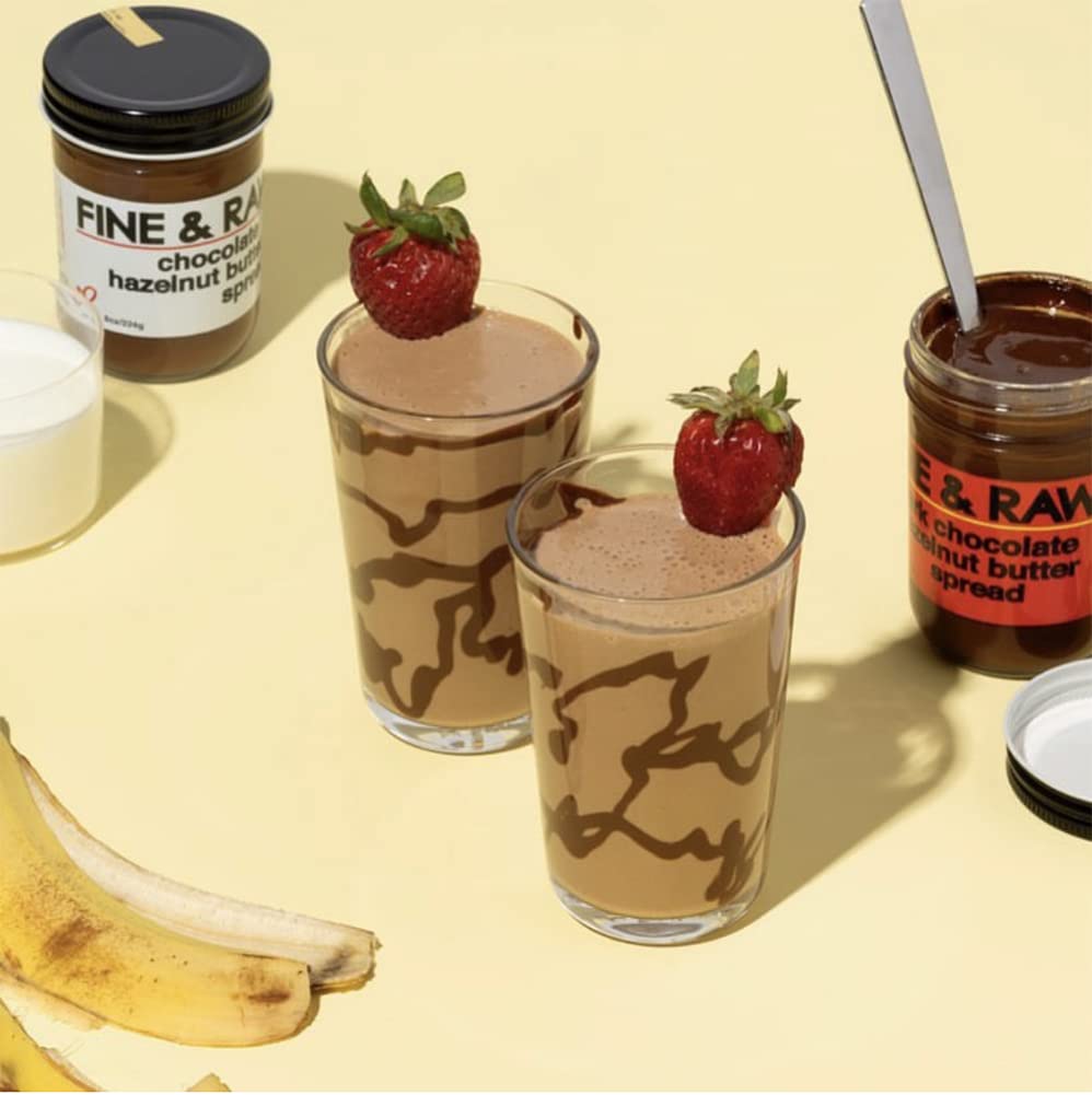 Fine & Raw Chocolate Hazelnut Butter Spread 8 Ounce - Clean Ingredients, Vegan, and Organic Chocolate Hazelnut Spread, Healthy Chocolate Hazelnut
