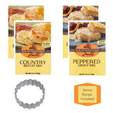 2 Southeastern Mills Country Biscuit Mix 6 oz Packages | 2 Southeastern Mills Peppered Gravy Mix 4.5 oz Packages | One 3.5 Inch Scalloped Biscuit