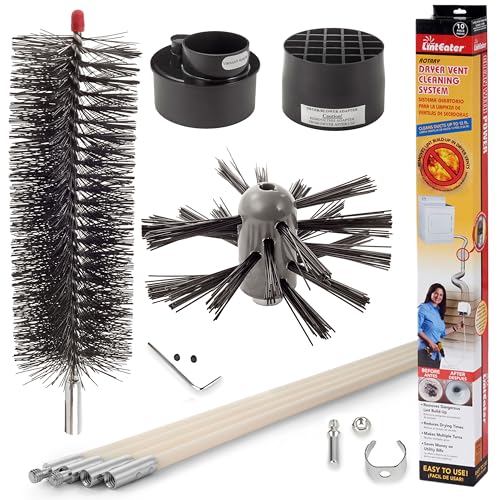 Dryer Vent Duct Cleaning Kit - Gardus RLE202 LintEater Rotary Dryer Vent Cleaner Kit, Removes Lint, Dryer Vent Cleaning System Extends Up to 12’
