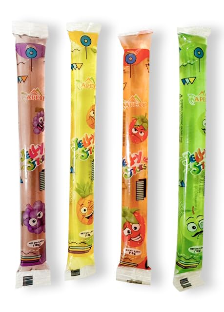 Apexy Jelly Straws, Fruit Jelly Filled Strips, Assorted Fruit Flavor, 15.23oz (15.23oz Pack of 2)