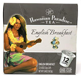 Hawaiian Paradise Tea (English Breakfast) Single Serve Cups 12 Count - Sustainably Produced in the USA - Compatible with Keurig K-Cup Brewers