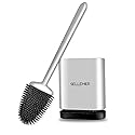 Sellemer Toilet Brush and Holder Set - Flexible Toilet Bowl Brush Head with Silicone Bristles, Compact Size for Storage and Organization, Ventilation
