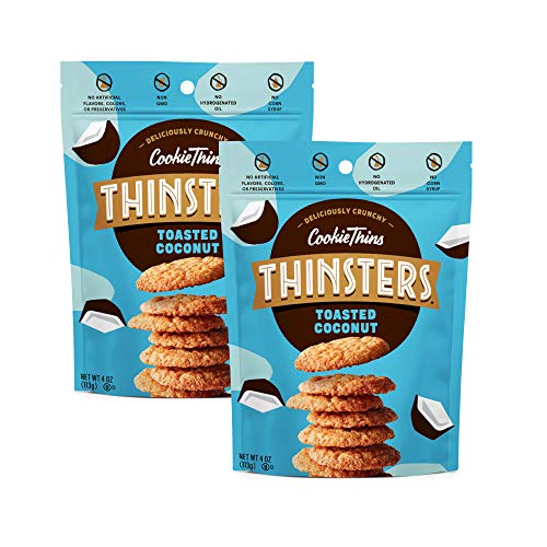 Thinsters Cookie Thins Cookies, Toasted Coconut, 16oz (Pack Of 2), Non-GMO, Peanut Free, No Corn Syrup, Crunchy Cookies, No Artificial Flavors