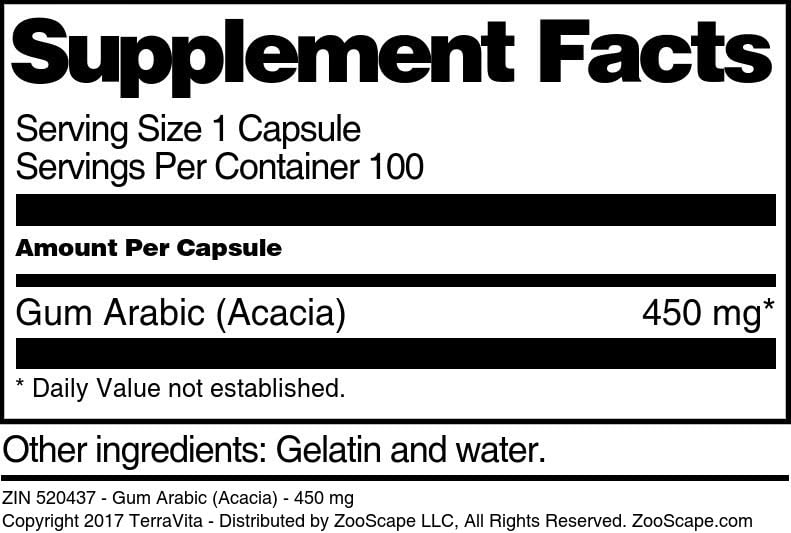 Gum Arabic (Acacia) - 450 mg (100 Capsules, ZIN: 520437)