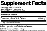 Rosemary Leaf 4:1 Extract - 450 mg (100 Capsules, ZIN: 521977)