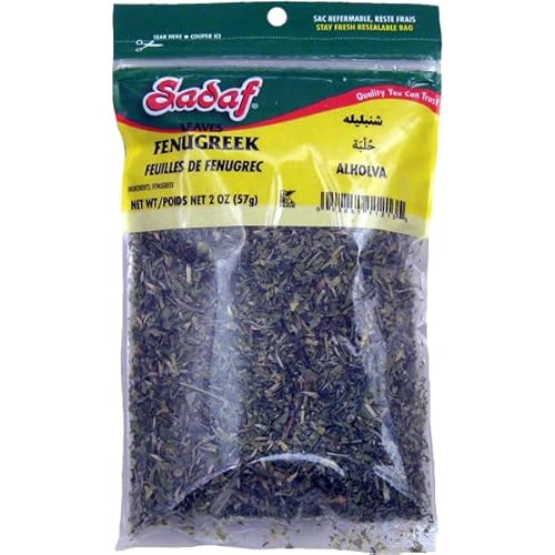Sadaf Dried Fenugreek Leaves - Kasoori methi leaves- Kosher and Halal - 2 oz bag- Aromatic Leaves for Cooking Seasoning and Spice Blends