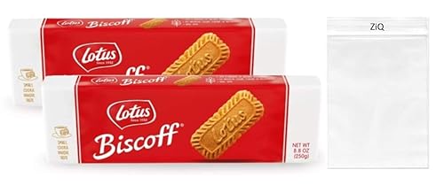 Lotus Biscoff Cookies Caramelized Biscuit Cookies 8.8 Ounce (Pack of 2) / ZiQ Clear 4x6 zip bag
