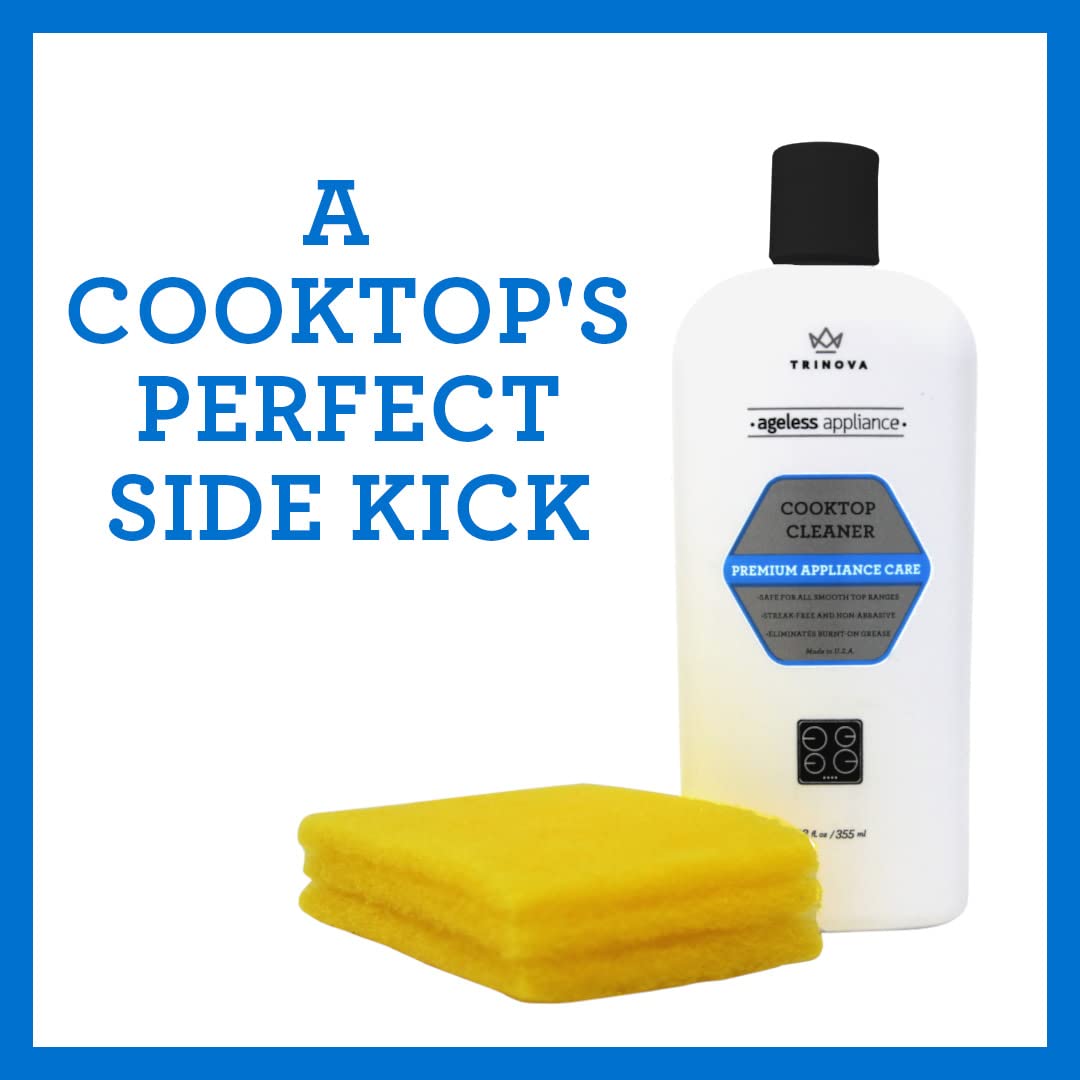 TriNova Premium Cooktop Cleaner and Scrubbing Pads. Best Cleaning Kit for Smooth Top Ranges & Stoves of Glass, Ceramic. Non-Abrasive and Scratch Free