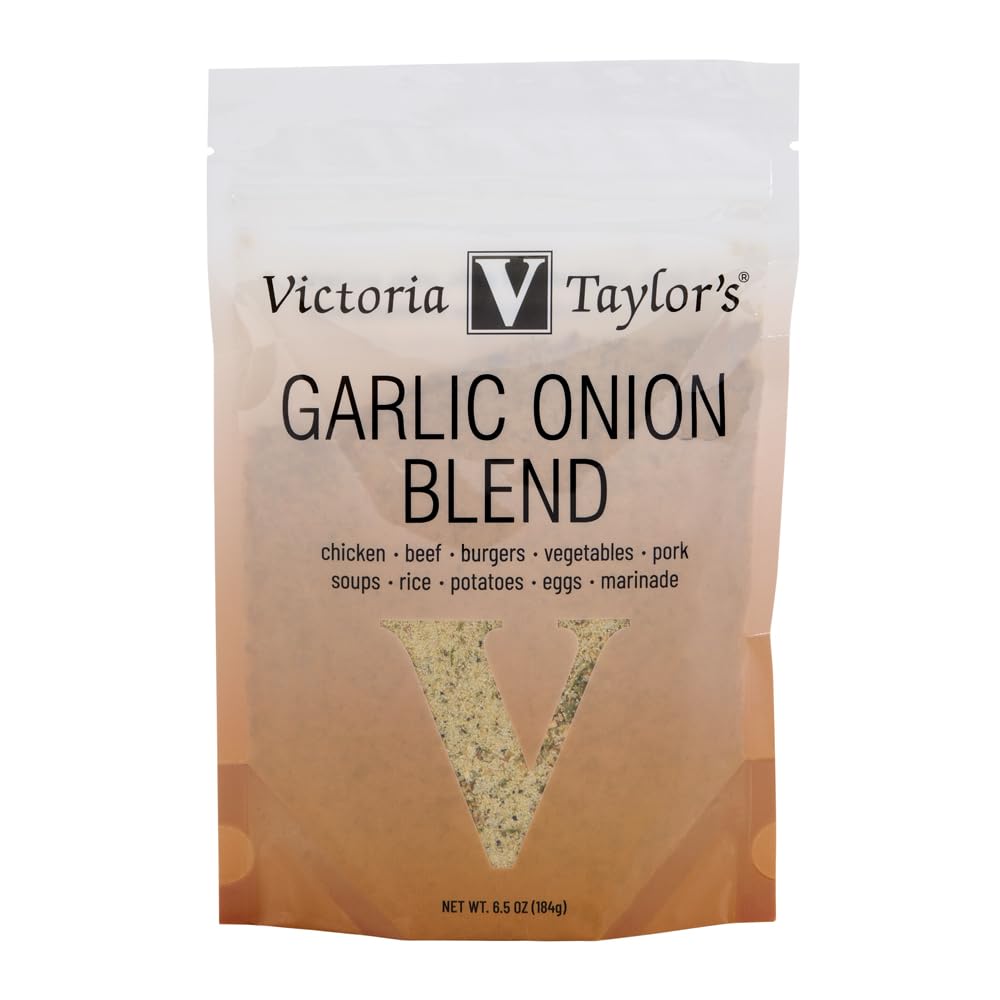 Victoria Taylor's Garlic Onion Blend Seasoning, Versatile Spice for Meats, Vegetables, Soups and Side Dishes, 6.5 oz