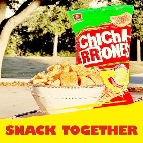 Barcel Chicharrones 2.5 oz Sharing Size Bag, Chili Pepper & Lime Flavored Spicy Puffed Wheat Snack