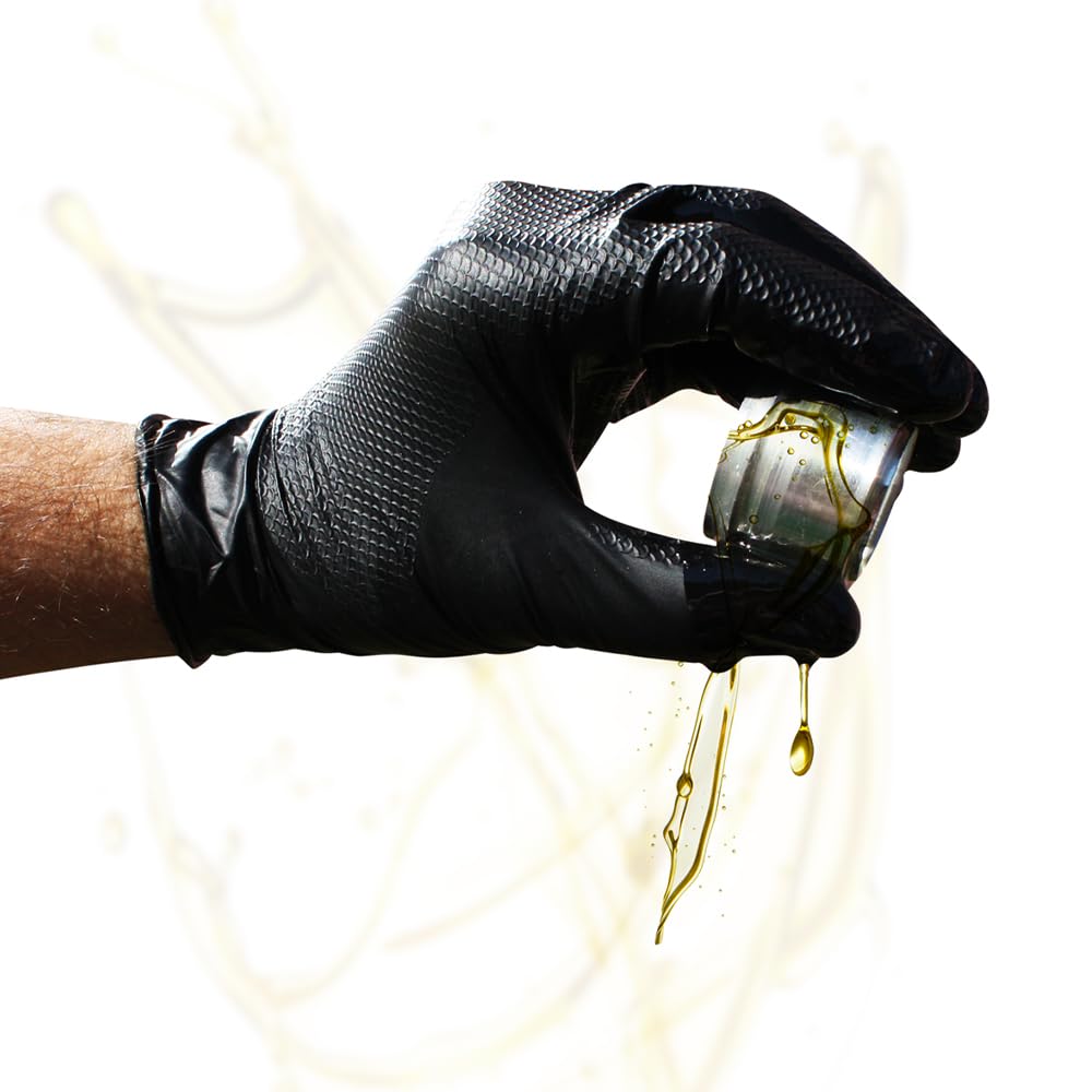 PIP Grippaz Skins 6 Mil Nitrile 9.5" Disposable Gloves 50-Pack, Fish Scale Grip, Chemical & Oil Resistant, Black, Medium (67-246/M)