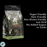 Bones Coffee Company Ethiopia Single-Origin, Citrus, Floral and Berries Notes, Whole Coffee Beans, Low Acid Medium Roast Arabica Beans Flavored