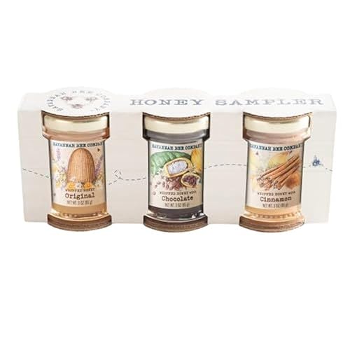 Savannah Bee Company Honey Sample Set - Whipped Honey - Original, Chocolate, and Cinnamon