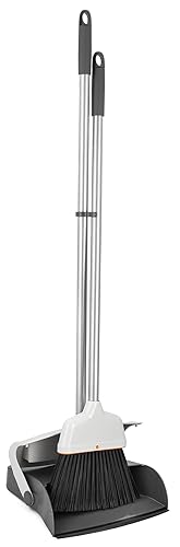 Superio Duty Slim Upright Broom and Dustpan Set, Grey 38 X 4 X 13