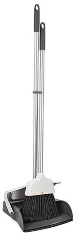Superio Duty Slim Upright Broom and Dustpan Set, Grey 38 X 4 X 13