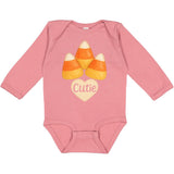 inktastic Candy Corn Cute Long Sleeve Creeper Newborn Mauve 46d33