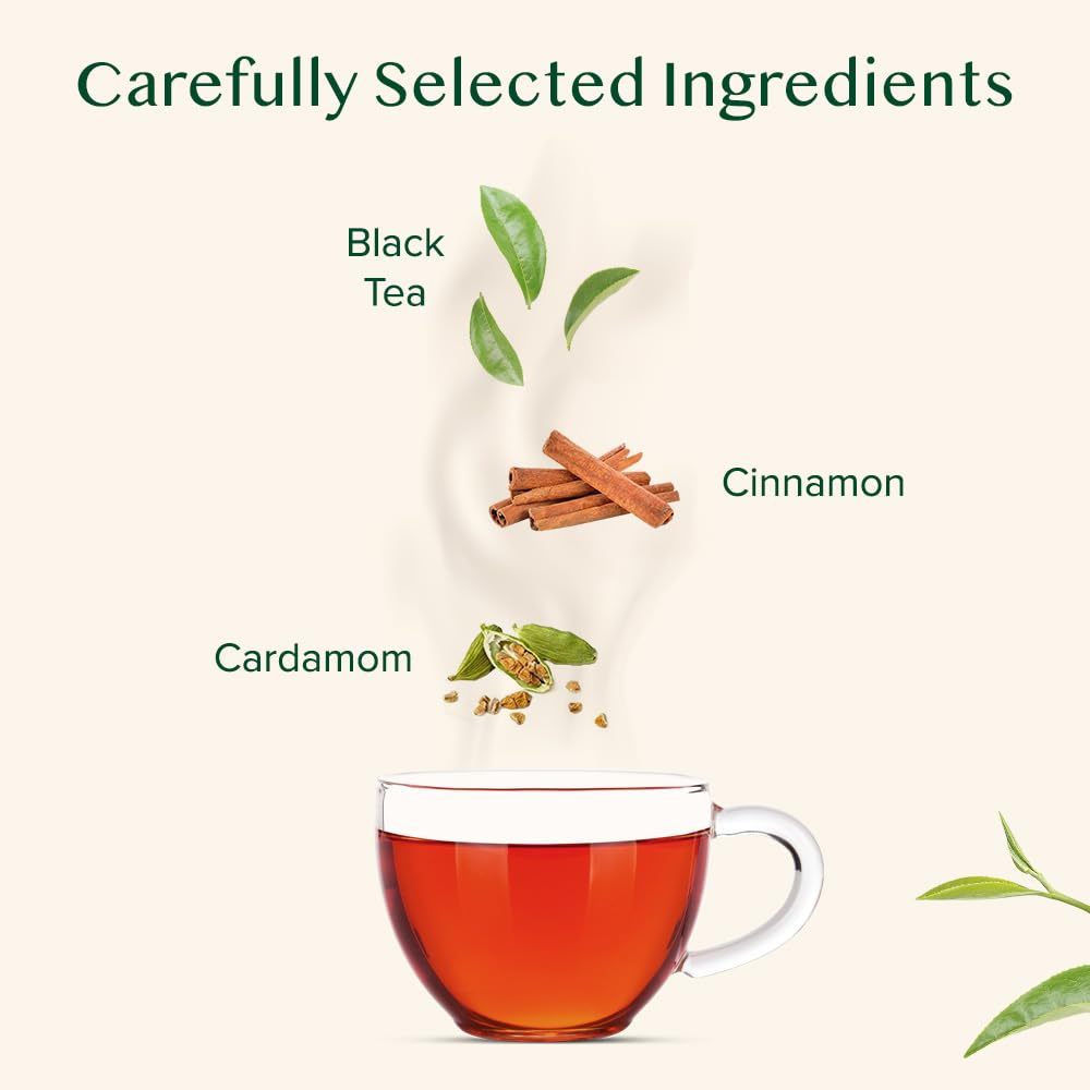VAHDAM, Sweet Cinnamon Tea Bags (100 Pyramid Tea Bags) Non GMO, Gluten Free, No Artificial Flavor | Cinnamon Masala Chai Tea Bags | Whole Leaf Tea
