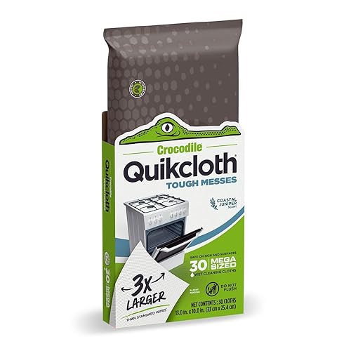 Quikcloth Tough Messes Cleaning Wipes, Plant-Based Multi-Surface Home & Kitchen Wipes, Plastic-Free, Gentle, Safe on Hands, 30 Count