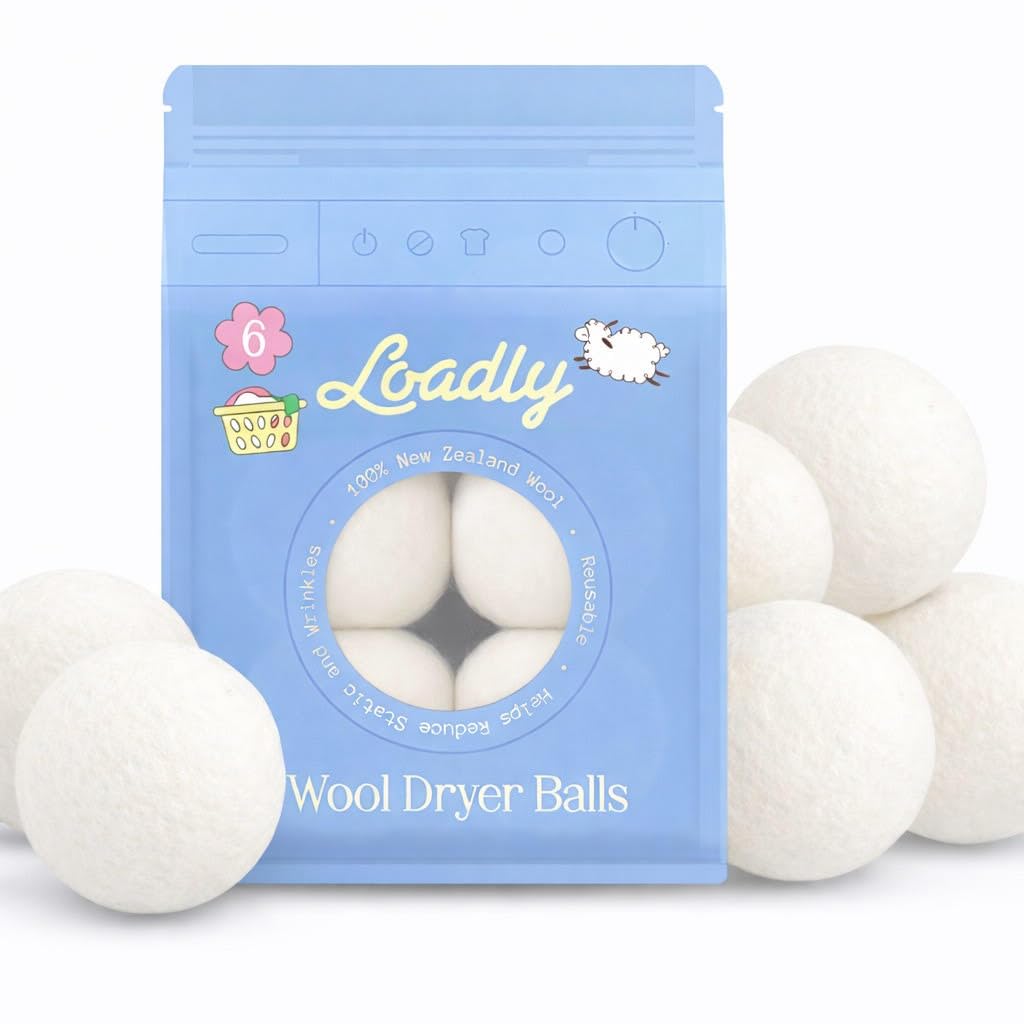 Premium Wool Dryer Balls - XL 6-Pack, 100% New Zealand Wool, Organic & Reusable, Natural Fabric Softener Alternative, Reduces Static, Wrinkles