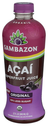 Sambazon Organic 50% Less Sugar Acai Superfruit Juice, 32 FZ