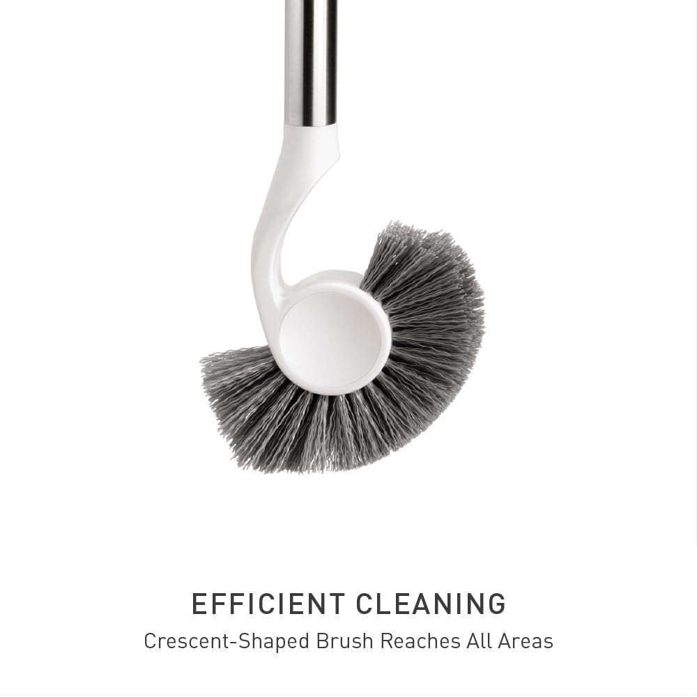 simplehuman Toilet Brush with Caddy, Stainless Steel, White