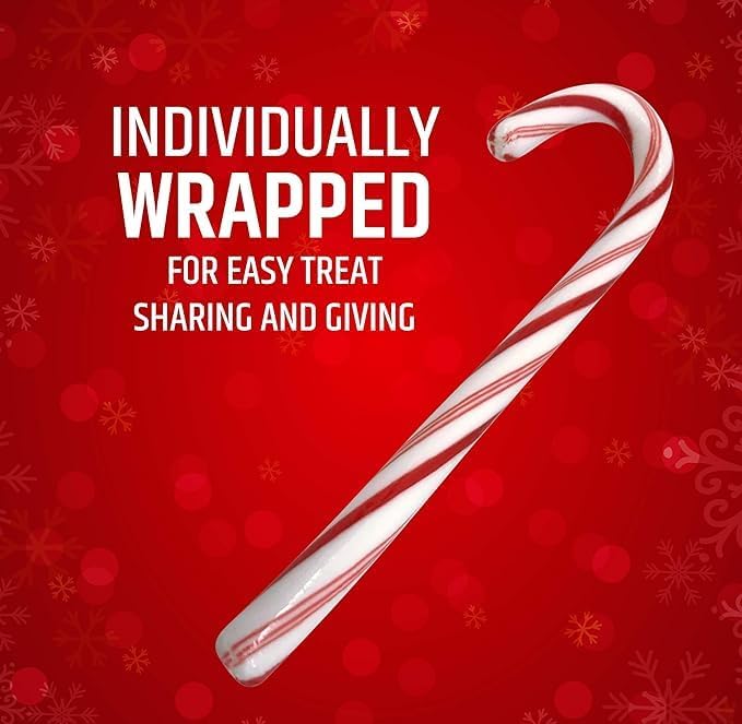 Mini Candy Canes(100 Count -Mini Candy Canes) Peppermint Individual wrapped candies) Bulk| Red & White Stripes |Christmas Candy, Santa Parade,Chrismas
