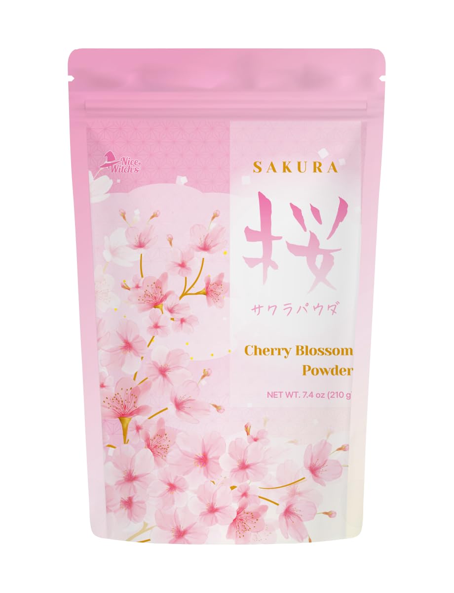 NICE WITCH'S Original Sakura Cherry Blossom Powder - Creamy & Aromatic Foam | Powder for Lattes and Baking | 7.4 oz (210 g) | No Additives