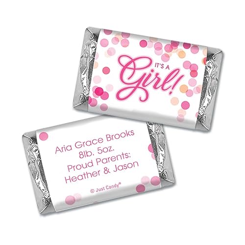 It's a Girl Baby Shower Favors Personalized Wrappers for Miniatures (100 Pack)